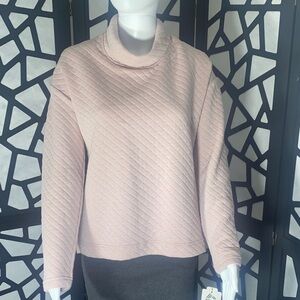 RBX Women's Light Pink Quilted Cowl Neck Sweater
